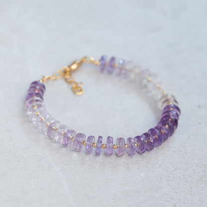 Amethyst Bracelet | beaded amethyst bracelet | dainty amethyst beaded bracelet | [EBAP1556] 14k gold filled | February birthstone | amethyst