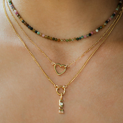 14k Gold Filled Figaro Chain Necklace, gold filled carabiner necklace [ENGP1465] | everyday gold necklace | paperclip chain jewelry *BSS