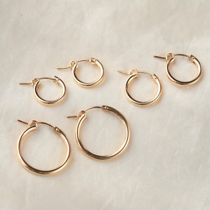 14K Gold Filled Hoops, Large Gold Hoops, Gold Hoop Earrings [EECP1092], Everyday Hoops, Hoops for Charms