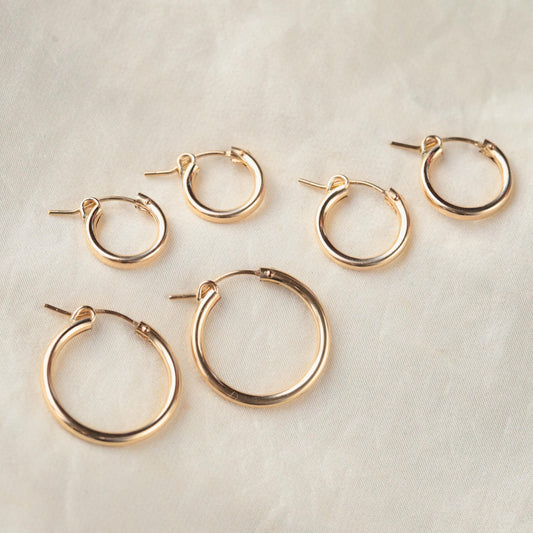 14K Gold Filled Hoops, Large Gold Hoops, Gold Hoop Earrings [EECP1092], Everyday Hoops, Hoops for Charms