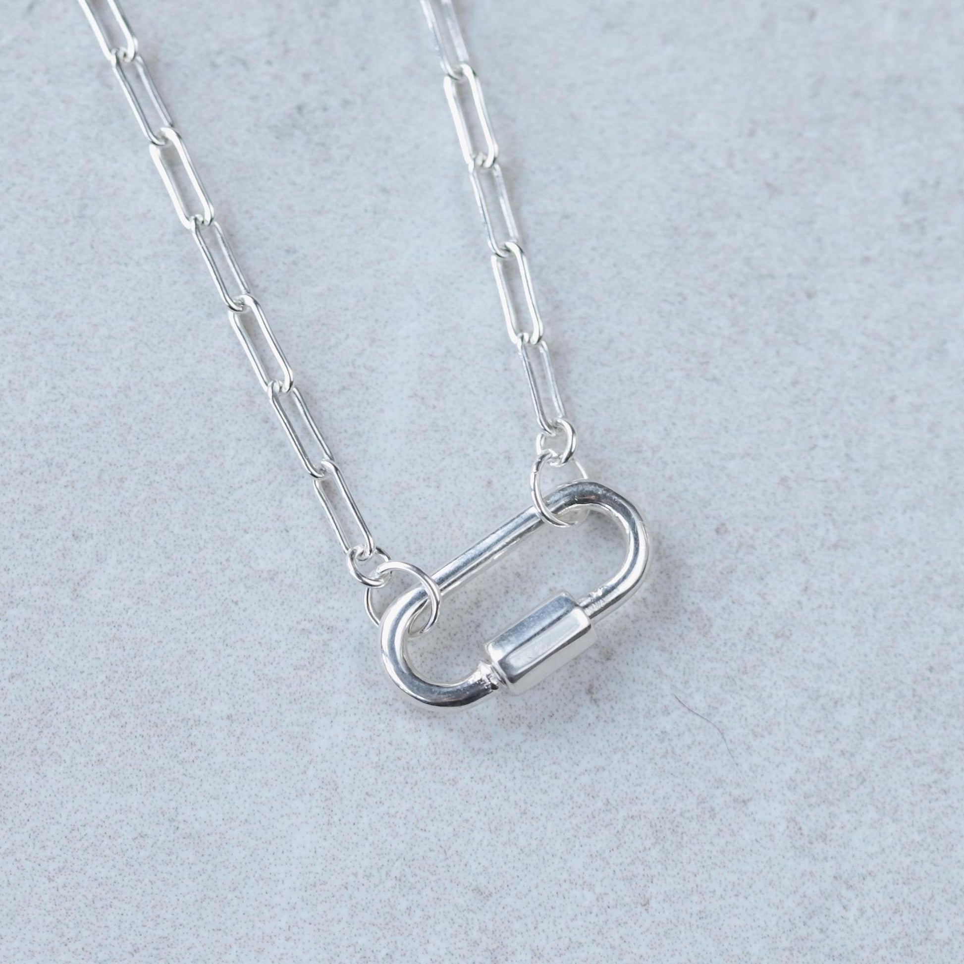 Carabiner Sterling silver, Paperclip Chain Necklace, [ENSP1027] sterling silver carabiner necklace, everyday sterling silver necklace
