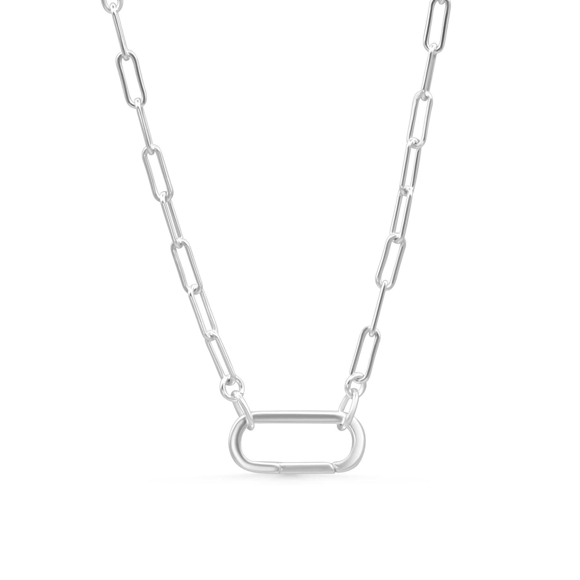 Carabiner Sterling silver, Paperclip Chain Necklace, [ENSP1027] sterling silver carabiner necklace, everyday sterling silver necklace