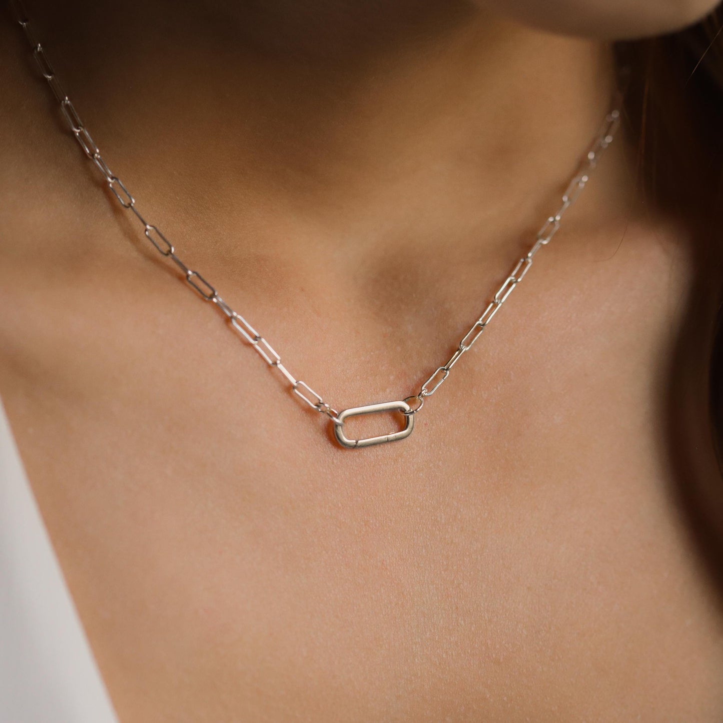 Carabiner Sterling silver, Paperclip Chain Necklace, [ENSP1027] sterling silver carabiner necklace, everyday sterling silver necklace