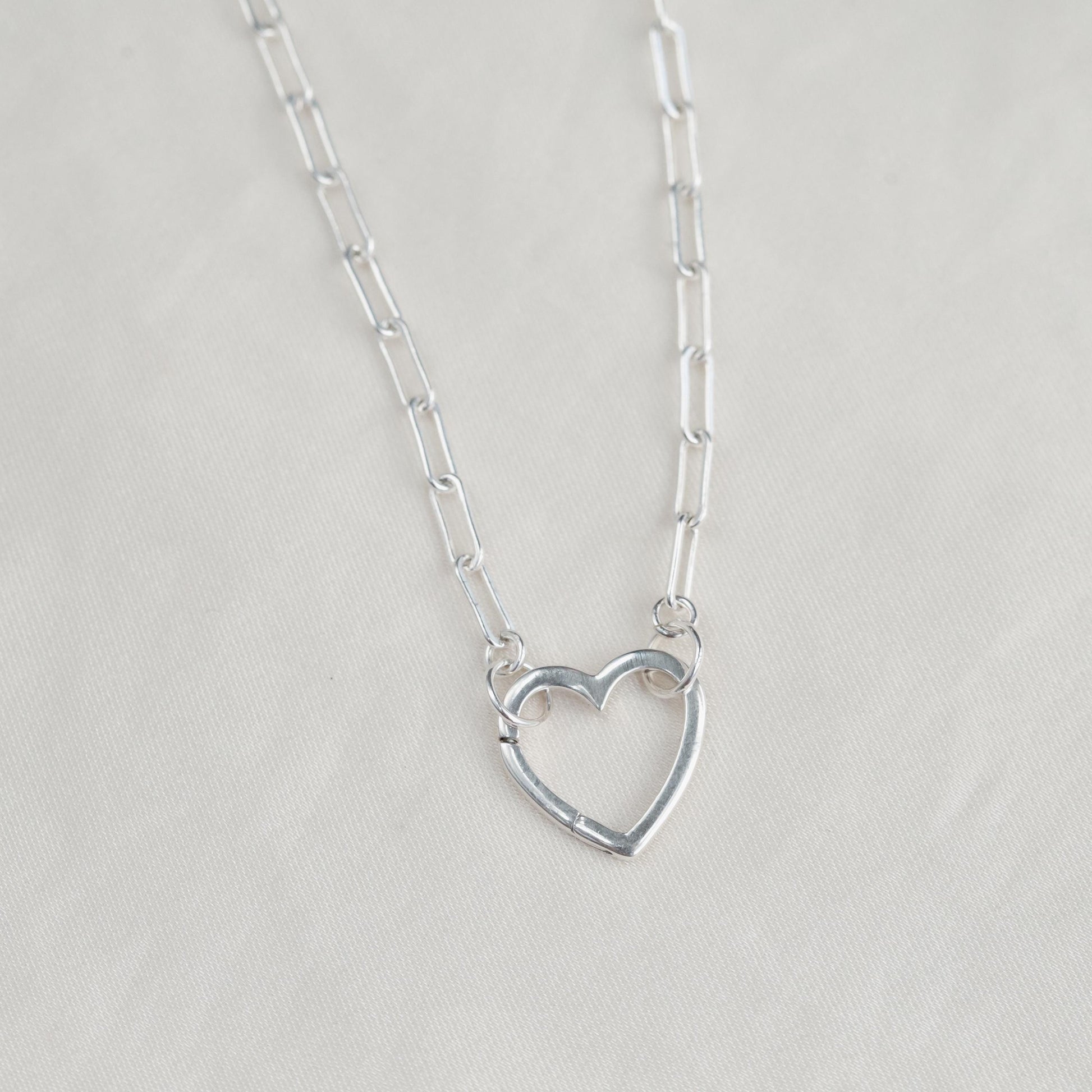 Carabiner Sterling silver, Paperclip Chain Necklace, [ENSP1027] sterling silver carabiner necklace, everyday sterling silver necklace