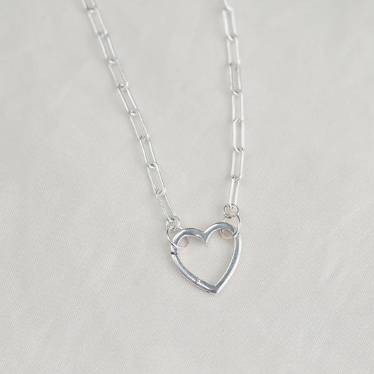 Carabiner Sterling silver, Paperclip Chain Necklace, [ENSP1027] sterling silver carabiner necklace, everyday sterling silver necklace