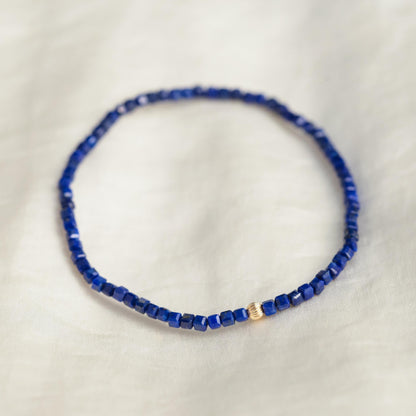 Lapis Lazuli Cube - 14K