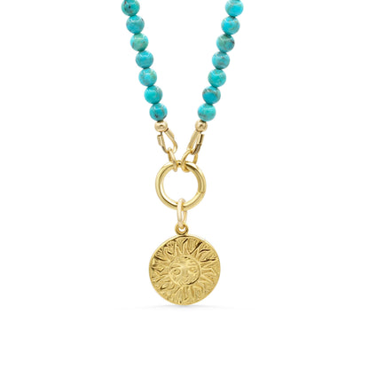 Kingman Turquoise carabiner necklace | Genuine natural blue turquoise | [ENTP1052] real genuine turquoise necklace | turquoise choker