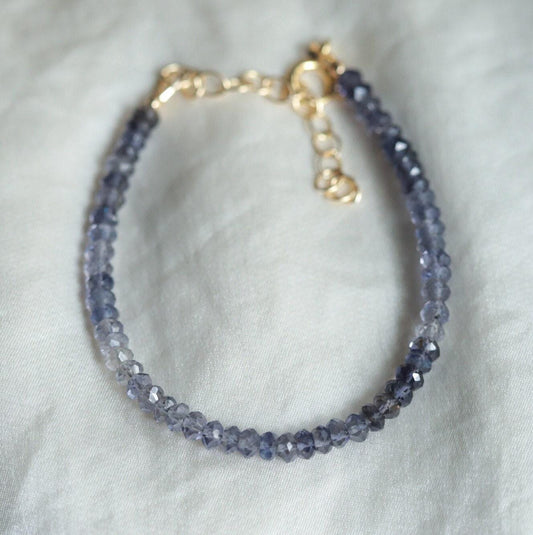Iolite Gemstone Bracelet | Dainty iolite beaded bracelet | [EBIP1036_GF_C] Natural stones | 14K gold filled iolite | AAA iolite