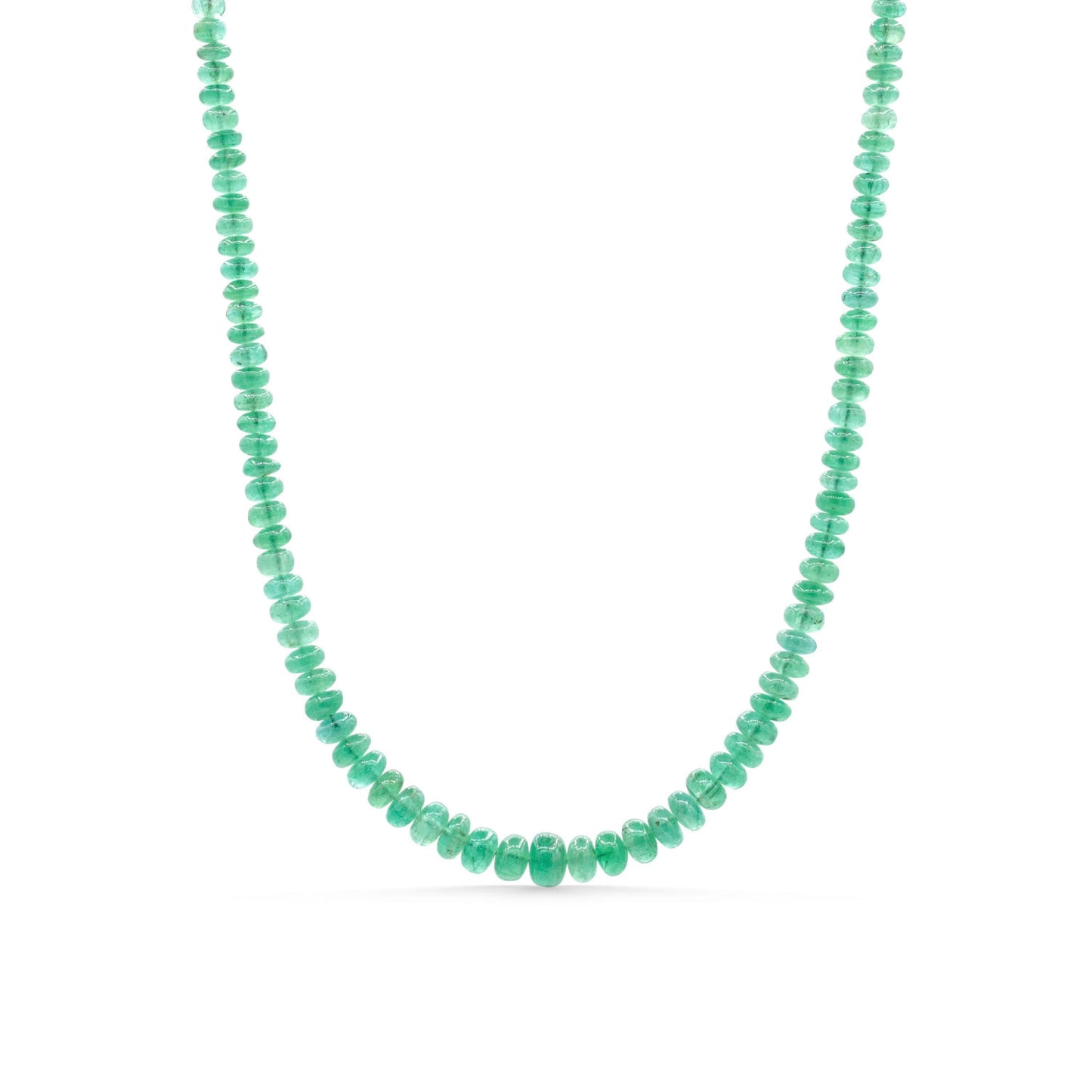14K Zambian Emerald Necklace, Zambian emerald necklace | [ENZM1134] May birthstone necklace | smooth dainty Zambian emerald beaded