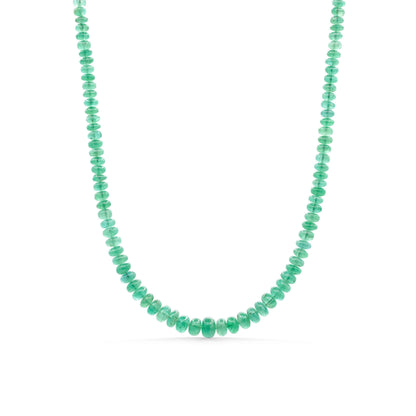 14K Zambian Emerald Necklace, Zambian emerald necklace | [ENZM1134] May birthstone necklace | smooth dainty Zambian emerald beaded