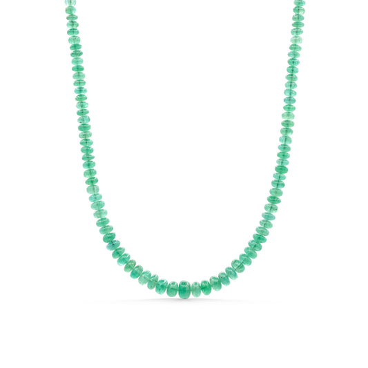 14K Zambian Emerald Necklace, Zambian emerald necklace | [ENZM1134] May birthstone necklace | smooth dainty Zambian emerald beaded