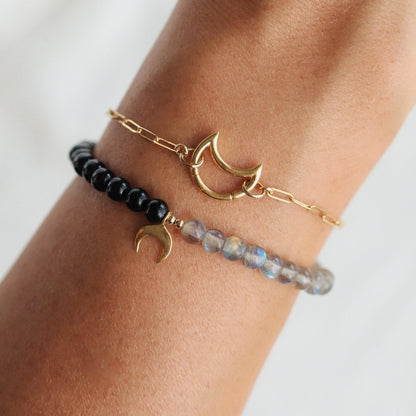 Labradorite & Black Tourmaline Bracelet – Intuition, Protection & Lunar Energy