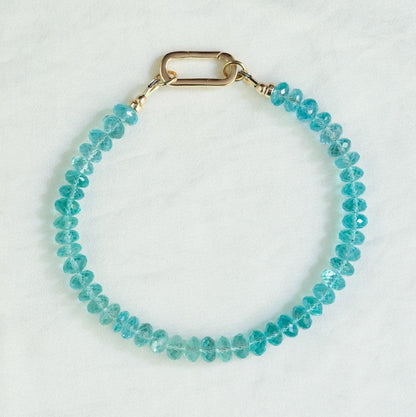Bicolor Apatite Carabiner Bracelet - 14K