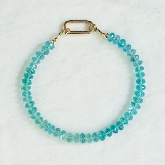 Bicolor Apatite Carabiner Bracelet - 14K