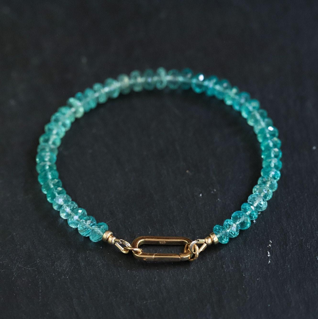 Bicolor Apatite Carabiner Bracelet - 14K