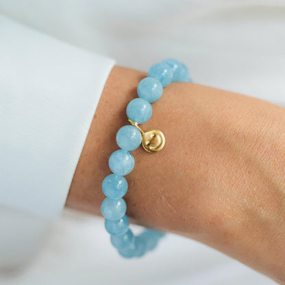 | [EBAM1105] best quality aquamarine | Natural Aquamarine Jewelry Blue Bracelet 8mm, beaded aquamarine