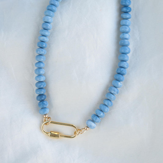 Chunky Blue opal carabiner Necklace