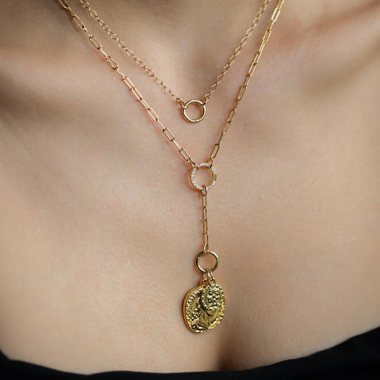 Charm holder - 3 microns gold vermeil, white topaz CB