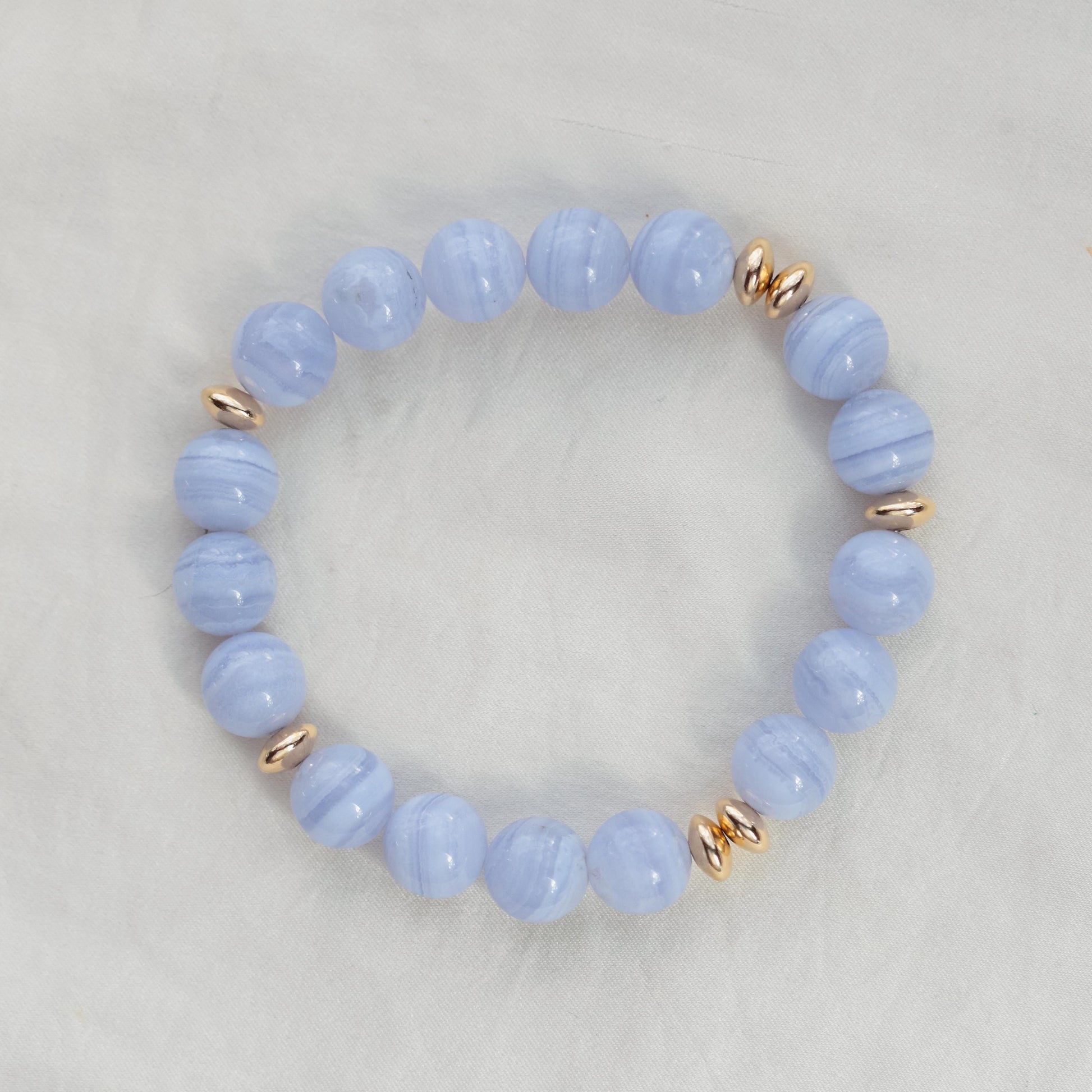 AAAA+ Blue lace agate 10mm, AAAA+ Blue Lace Agate Bracelet, [EBBM1876] AAA+ Blue Lace Agate Bracelet, Blue Lace Agate Beaded Bracelet