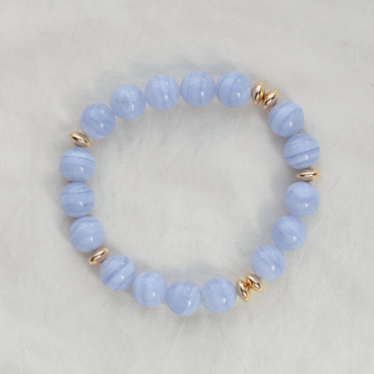 AAAA+ Blue lace agate 10mm, AAAA+ Blue Lace Agate Bracelet, [EBBM1876] AAA+ Blue Lace Agate Bracelet, Blue Lace Agate Beaded Bracelet