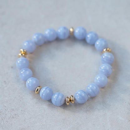 AAAA+ Blue lace agate 10mm, AAAA+ Blue Lace Agate Bracelet, [EBBM1876] AAA+ Blue Lace Agate Bracelet, Blue Lace Agate Beaded Bracelet