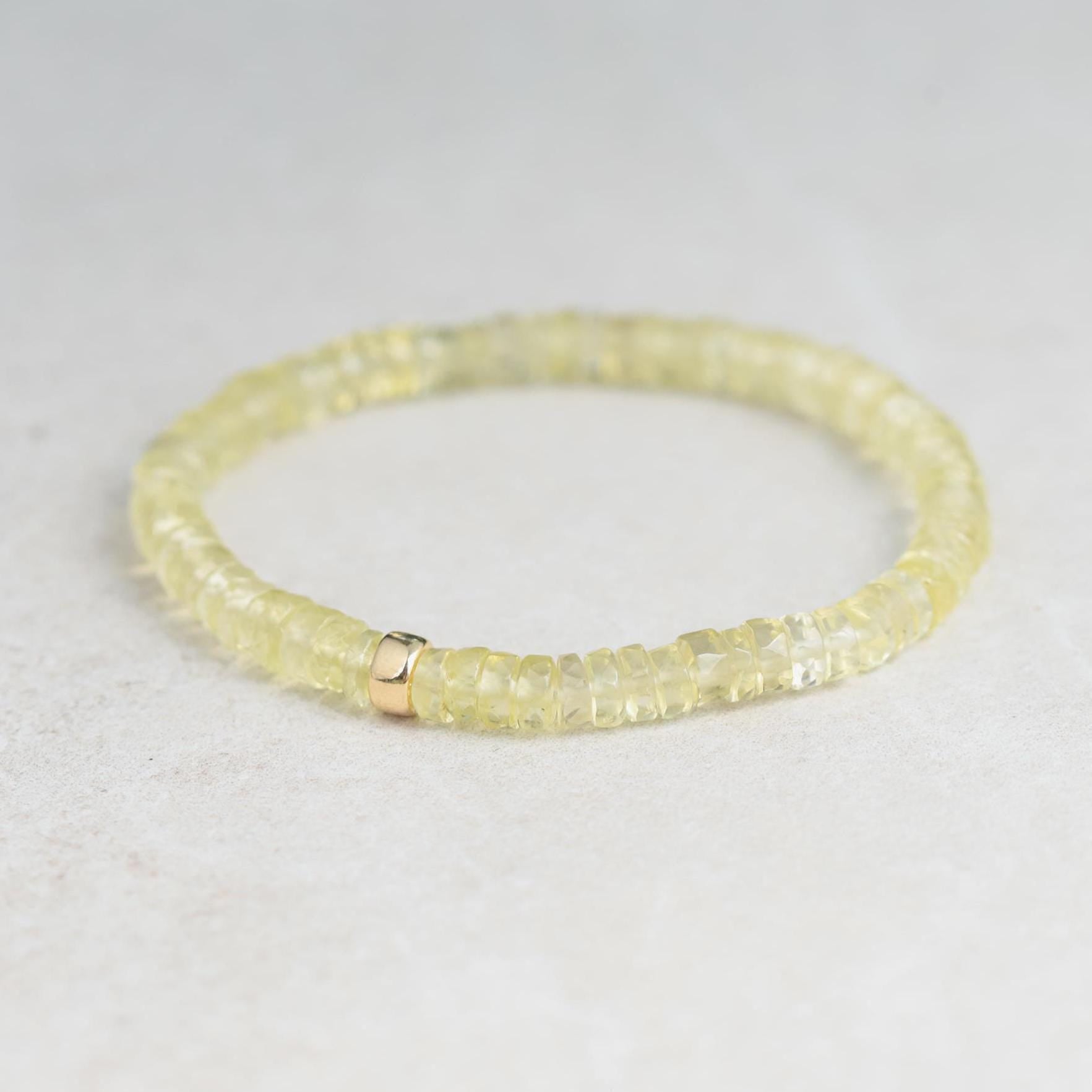 Natural Lemon Quartz Bracelet | beaded Lemon Quartz | [EBLM1213] dainty Lemon Quartz beaded bracelet | 14k gold filled | Lemon Quartz