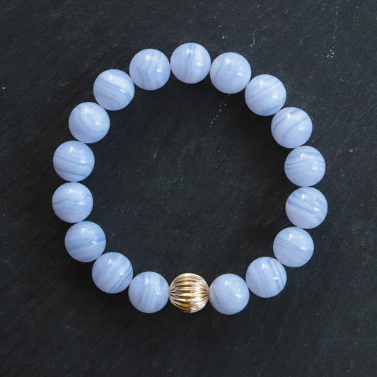 AAAA+ Blue lace agate 10mm, AAAA+ Blue Lace Agate Bracelet, [EBBM1876] AAA+ Blue Lace Agate Bracelet, Blue Lace Agate Beaded Bracelet