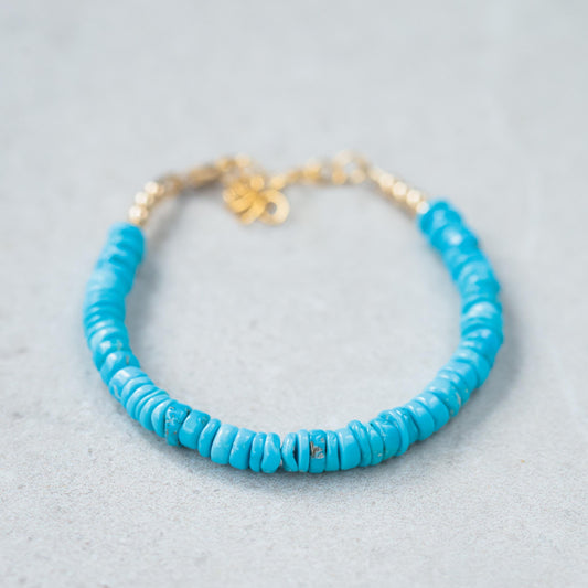Sleeping Beauty Heishi Bracelet - 14K Gold Filled