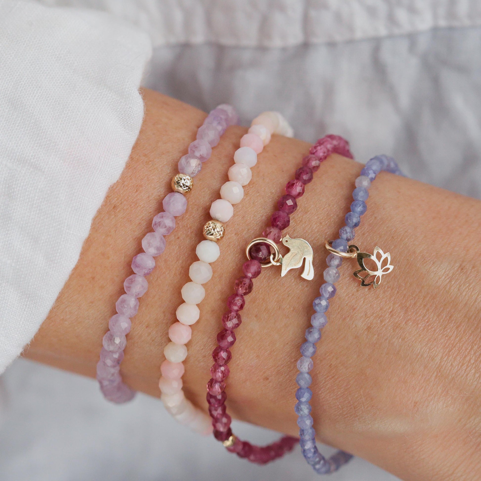 Pink Opal bracelet - 14K