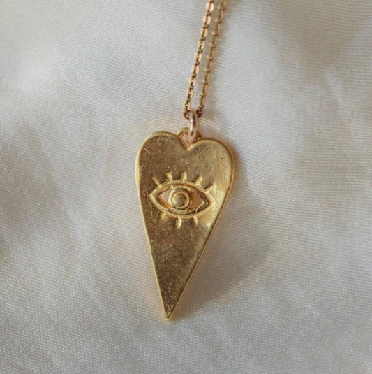 Evil eye heart necklace