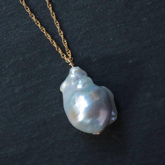 AAAA+ Baroque Pearl Necklace - 14K