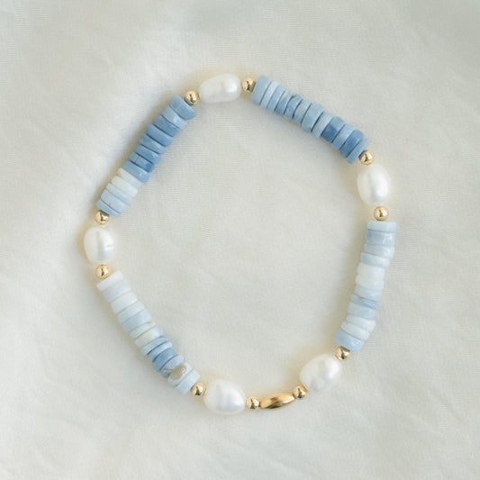 Blue Opal heishi Bracelet