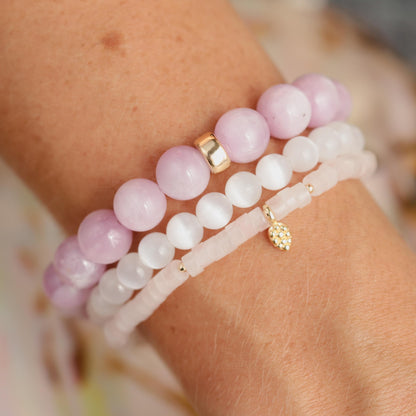 Mother of Pearl Heart Selenite Bracelet