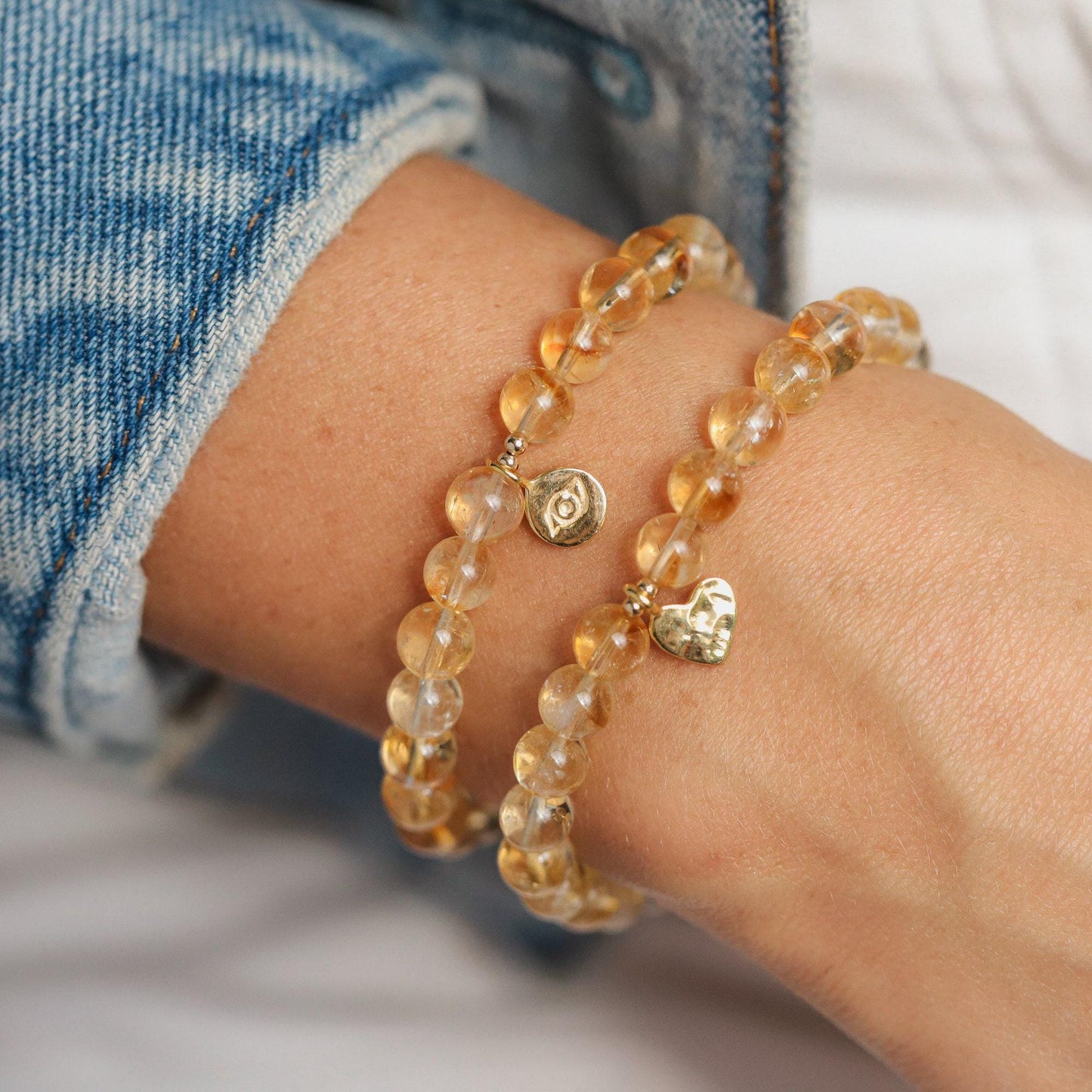 Citrine bracelet 6mm, AAA grade, [EBCM1124] November birth gemstone, genuine natural [EBCM1124], Abundance bracelet, Prosperity