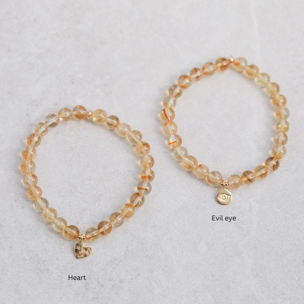 Citrine bracelet 6mm, AAA grade, [EBCM1124] November birth gemstone, genuine natural [EBCM1124], Abundance bracelet, Prosperity