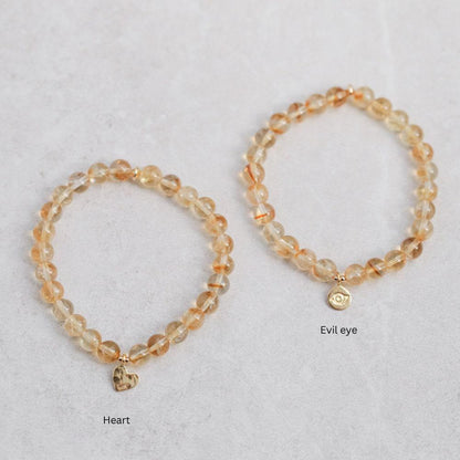 Citrine bracelet 6mm, AAA grade, [EBCM1124] November birth gemstone, genuine natural [EBCM1124], Abundance bracelet, Prosperity