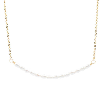 Pearl bar necklace, genuine freshwater pearl necklace | [ENFM2061] 14K gold filled pearl necklace | beaded pearl jewelry