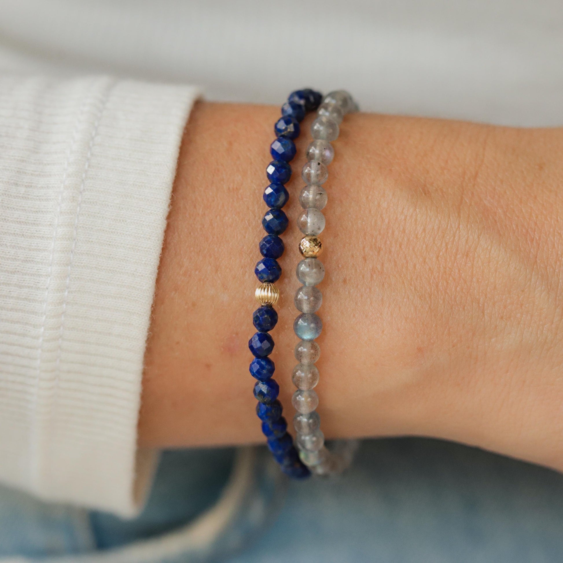 14K GOLD Labradorite Bracelet, Beaded labradorite | [EBLM1570] Elastic Stacking Jewelry, flashy labradorite Bead | labradorite *BSS *G