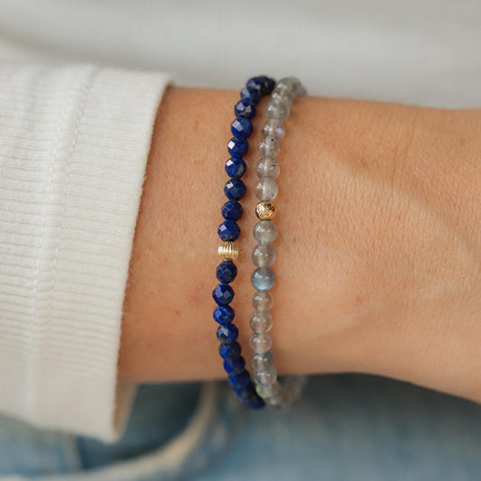 14K GOLD Labradorite Bracelet, Beaded labradorite | [EBLM1570] Elastic Stacking Jewelry, flashy labradorite Bead | labradorite *BSS *G