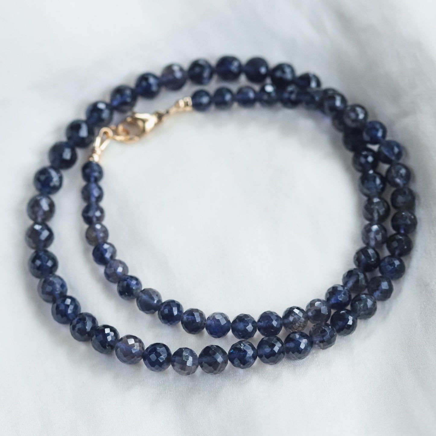 iolite Necklace | AAAA+ Iolite Beaded Necklace | [ENIP1674_LE] Iolite necklace for women | Gemstone Necklace