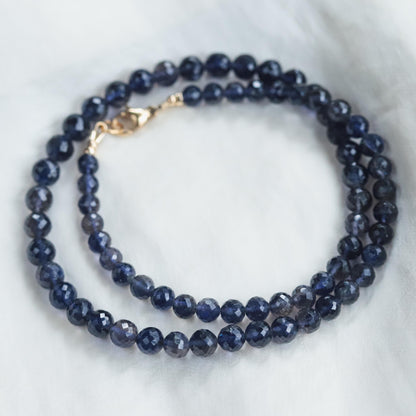 iolite Necklace | AAAA+ Iolite Beaded Necklace | [ENIP1674_LE] Iolite necklace for women | Gemstone Necklace