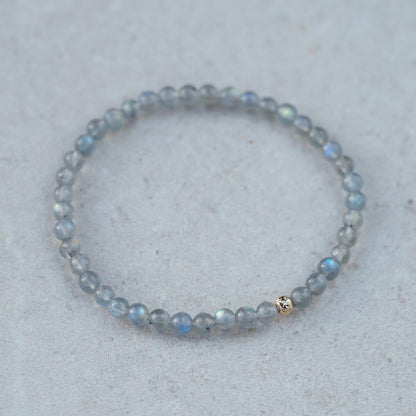 14K GOLD Labradorite Bracelet, Beaded labradorite | [EBLM1570] Elastic Stacking Jewelry, flashy labradorite Bead | labradorite *BSS *G
