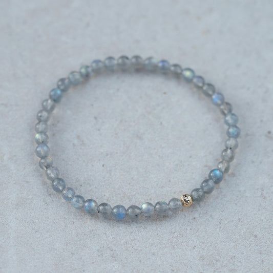 14K GOLD Labradorite Bracelet, Beaded labradorite | [EBLM1570] Elastic Stacking Jewelry, flashy labradorite Bead | labradorite *BSS *G