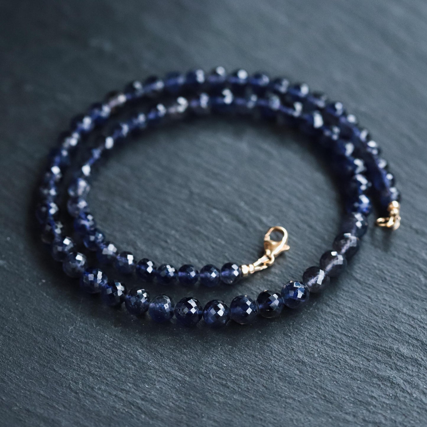 iolite Necklace | AAAA+ Iolite Beaded Necklace | [ENIP1674_LE] Iolite necklace for women | Gemstone Necklace