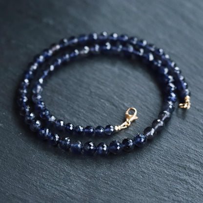 iolite Necklace | AAAA+ Iolite Beaded Necklace | [ENIP1674_LE] Iolite necklace for women | Gemstone Necklace