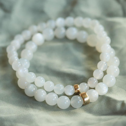 Moonstone Bracelet, 6mm or 8mm Natural Moonstone, [EBMM1928] Healing Stones For Emotional Balance, Feminine Energy, Stone *BSS