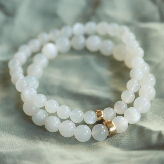 Moonstone Bracelet, 6mm or 8mm Natural Moonstone, [EBMM1928] Healing Stones For Emotional Balance, Feminine Energy, Stone *BSS