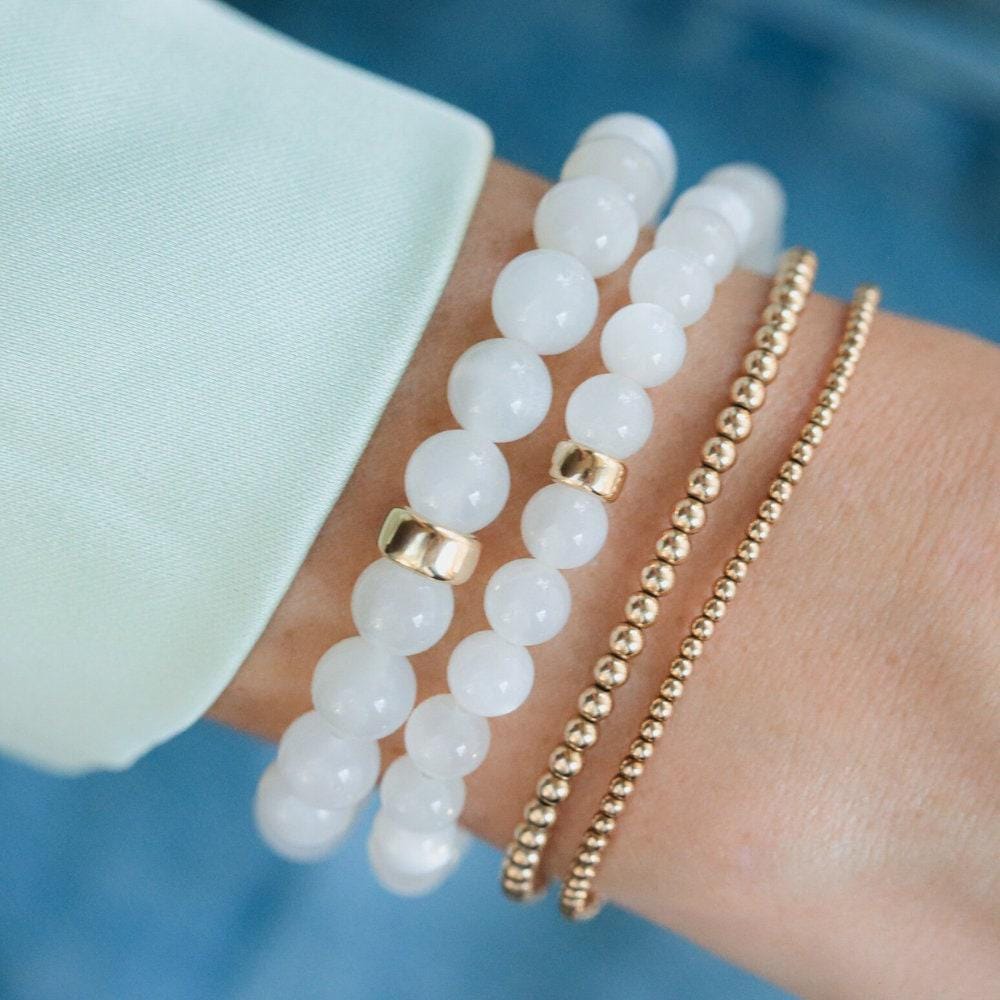 Moonstone Bracelet, 6mm or 8mm Natural Moonstone, [EBMM1928] Healing Stones For Emotional Balance, Feminine Energy, Stone *BSS
