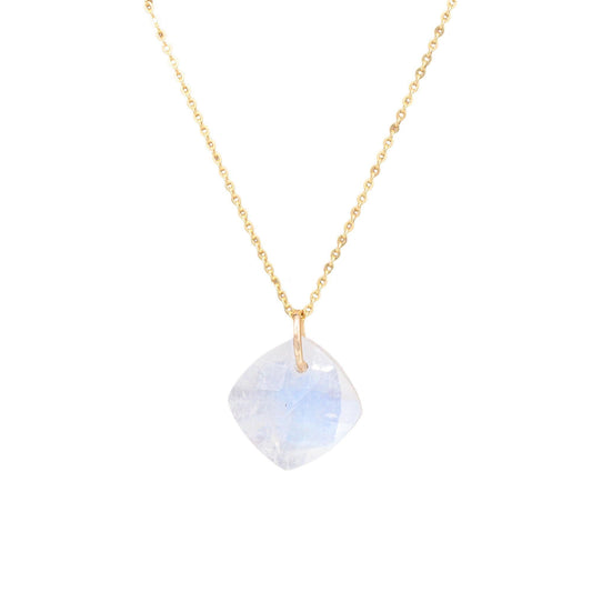 Rainbow Moonstone Faceted Pendant Necklace, Flash Moonstone Charm, Gold Filled Chain Option, Intuition Crystal Jewelry, Handmade in Canada