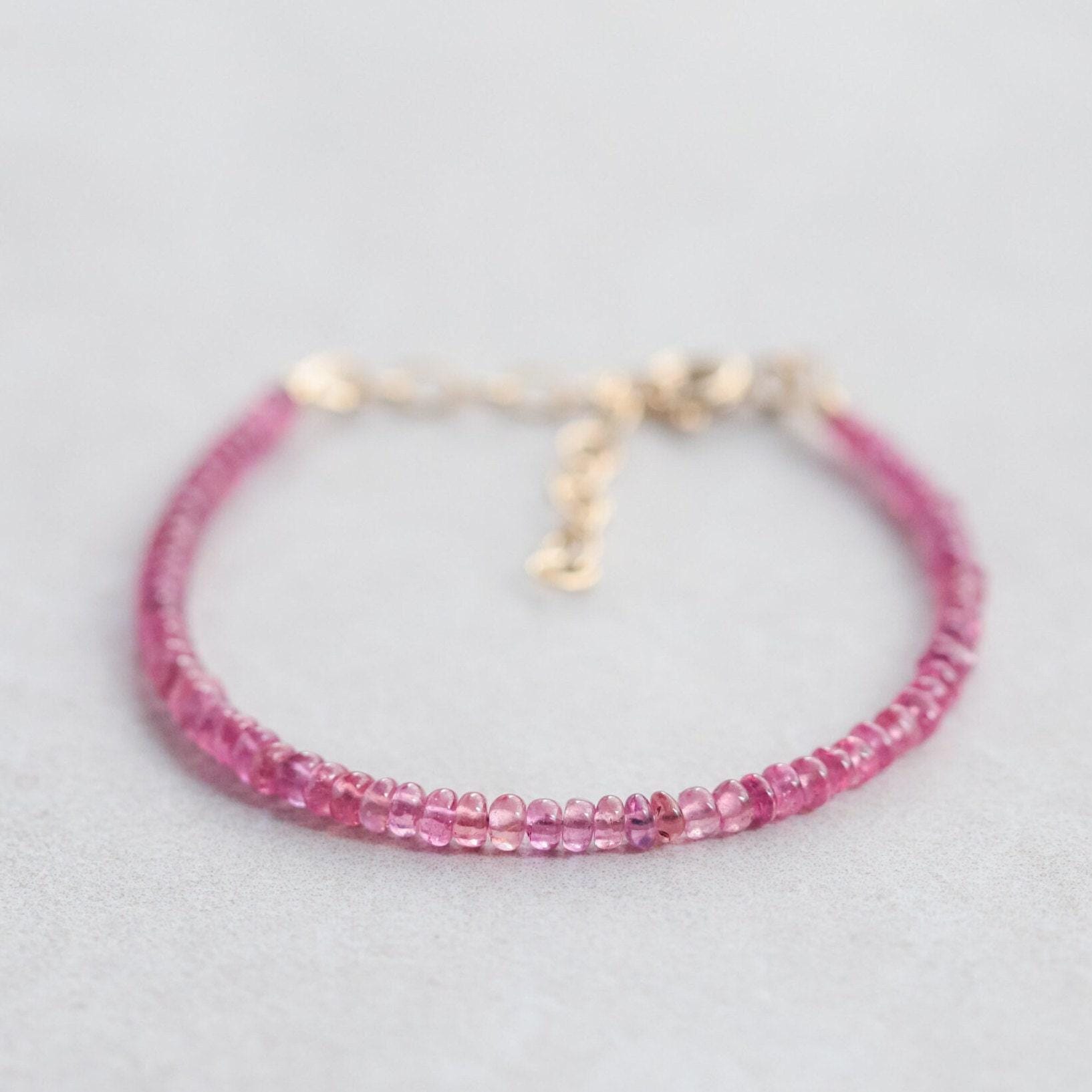 Pink Sapphire bracelet | dainty sapphire jewelry | Micro faceted pink sapphire | genuine pink sapphire | dainty AAA pink sapphire #0160